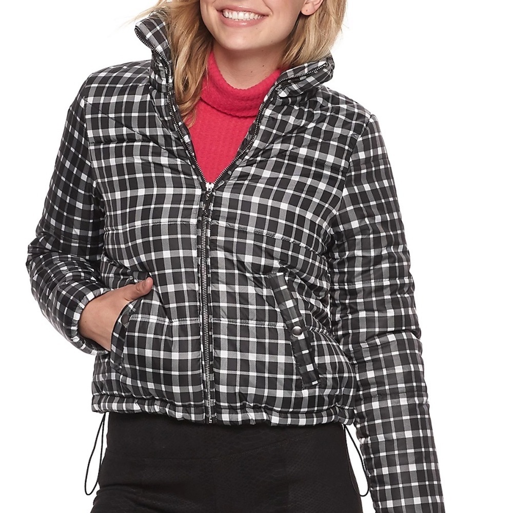 Juniors' Jou Jou Black and White Puffer Jacket